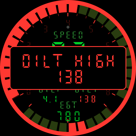 Critical alarm state, whole face pulsed red